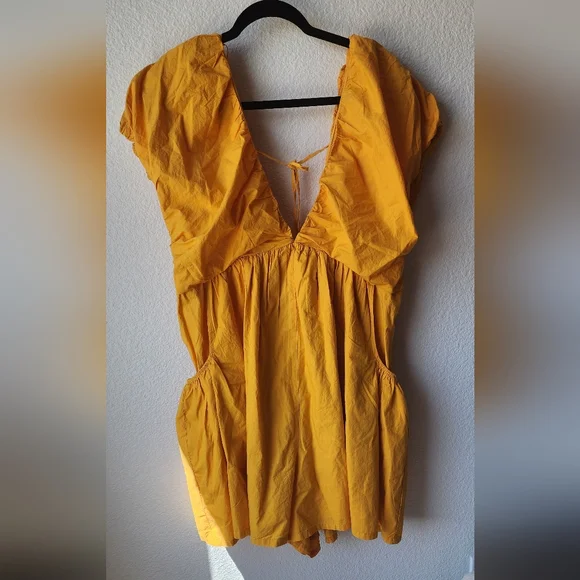 Anthropologie Ruched  Neck Romper with Pockets NWT XL - Picture 5 of 9